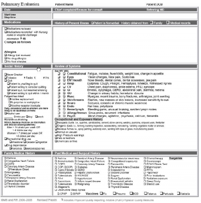 Picture Pulmonary Clinic H&P Template